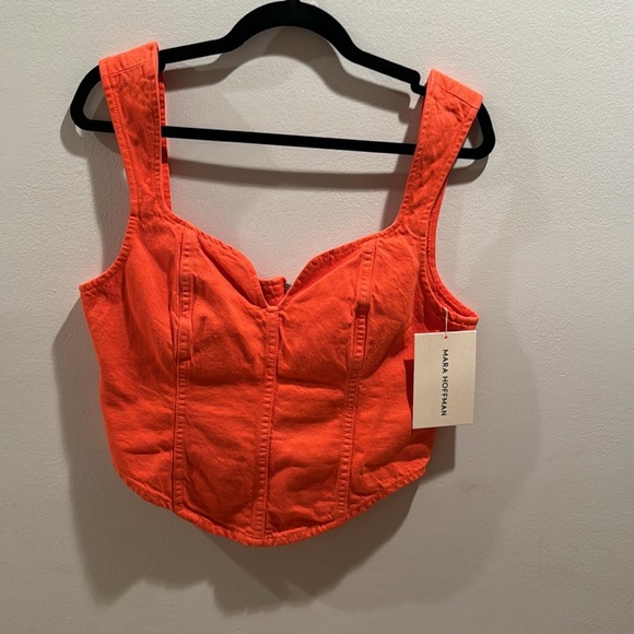 NWT Mara Hoffman Milla Denim Corset Top in Poppy - Picture 4 of 7